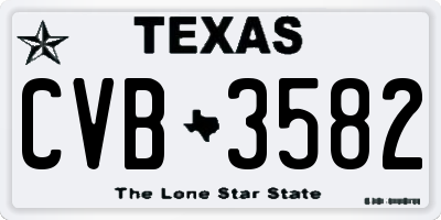 TX license plate CVB3582