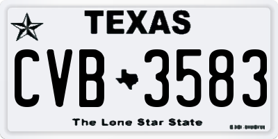 TX license plate CVB3583