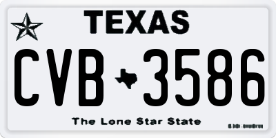 TX license plate CVB3586