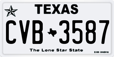 TX license plate CVB3587