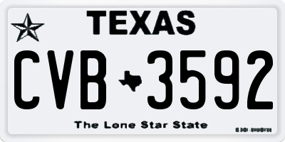 TX license plate CVB3592