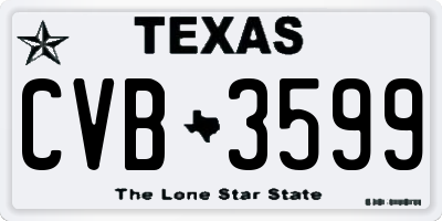 TX license plate CVB3599