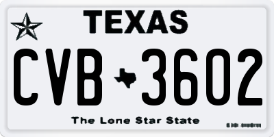 TX license plate CVB3602
