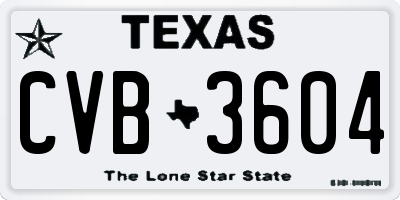 TX license plate CVB3604