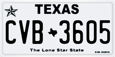 TX license plate CVB3605