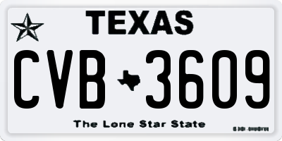 TX license plate CVB3609