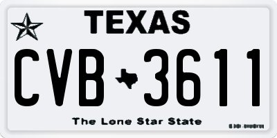 TX license plate CVB3611