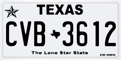 TX license plate CVB3612
