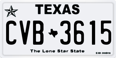 TX license plate CVB3615