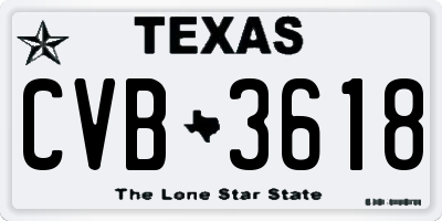 TX license plate CVB3618