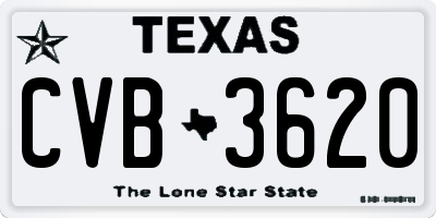 TX license plate CVB3620