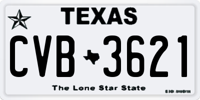 TX license plate CVB3621