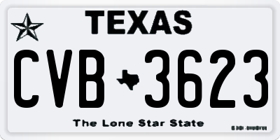 TX license plate CVB3623