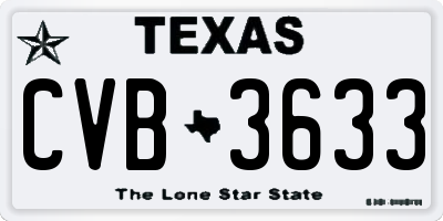 TX license plate CVB3633