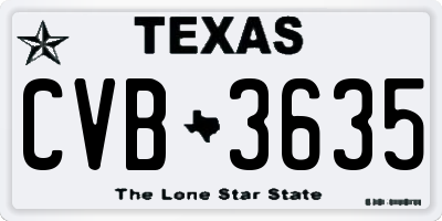 TX license plate CVB3635