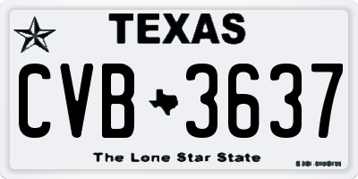 TX license plate CVB3637