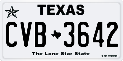 TX license plate CVB3642