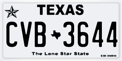 TX license plate CVB3644