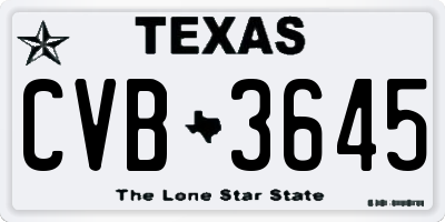 TX license plate CVB3645