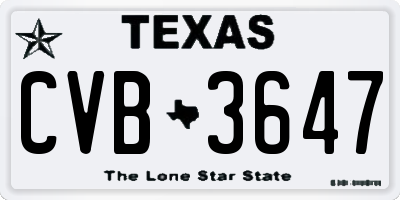 TX license plate CVB3647