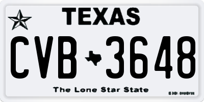 TX license plate CVB3648