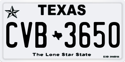 TX license plate CVB3650