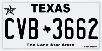 TX license plate CVB3662