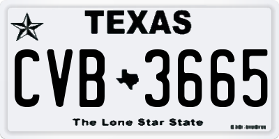 TX license plate CVB3665