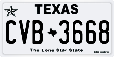 TX license plate CVB3668