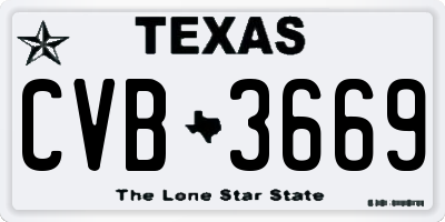 TX license plate CVB3669