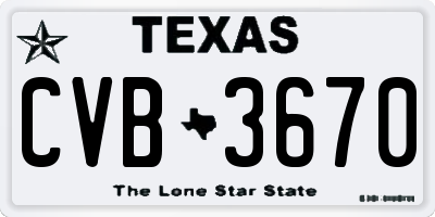 TX license plate CVB3670