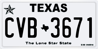 TX license plate CVB3671