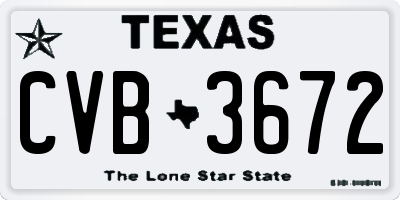 TX license plate CVB3672