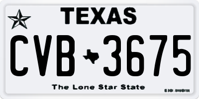 TX license plate CVB3675
