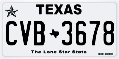 TX license plate CVB3678