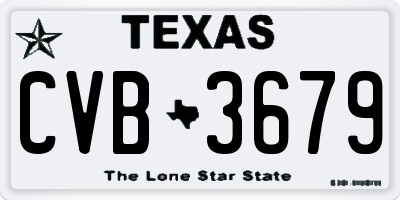 TX license plate CVB3679