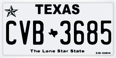 TX license plate CVB3685