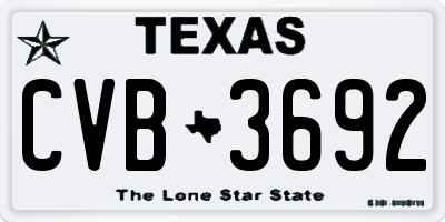 TX license plate CVB3692