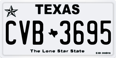 TX license plate CVB3695