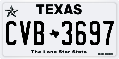 TX license plate CVB3697