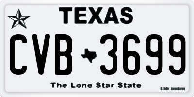 TX license plate CVB3699