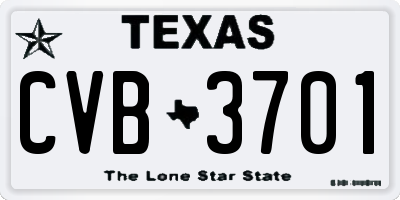 TX license plate CVB3701