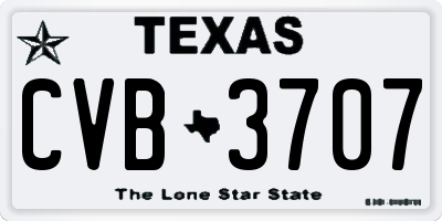 TX license plate CVB3707