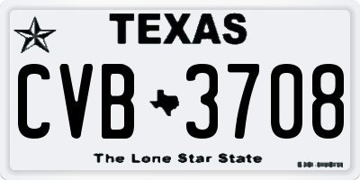 TX license plate CVB3708