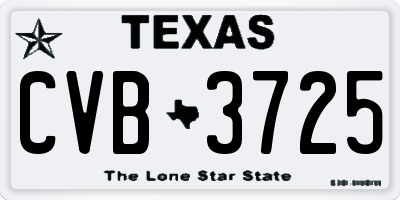 TX license plate CVB3725