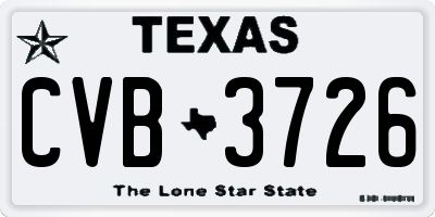 TX license plate CVB3726