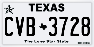 TX license plate CVB3728