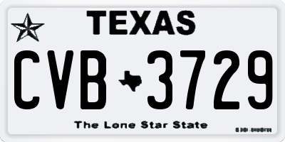 TX license plate CVB3729