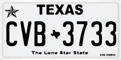 TX license plate CVB3733
