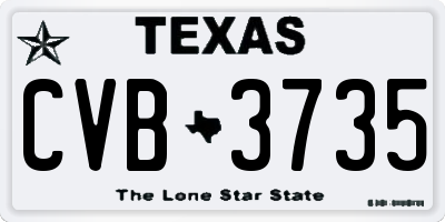 TX license plate CVB3735
